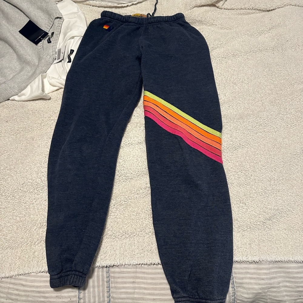 Aviator nation Navy Blue stripe sweatpants